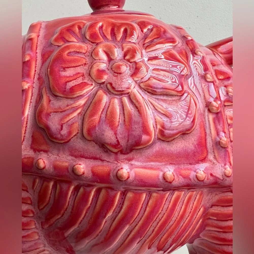 🐘🫖CALYPSO ST. BARTH Pink🩷Magenta Ceramic Elephant Tea Pot🍵 NWT